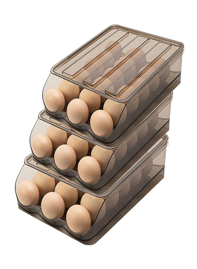 Homava Egg Storage Box Refrigerator Automatic Rolling Egg Container| Set of 3 | 21 x 21.5 x 28.4 CM |Plastic - Image 1